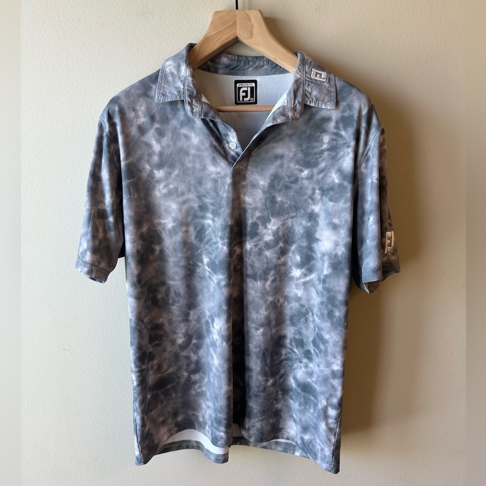 Men's FootJoy Gray Tie-Dye Polo